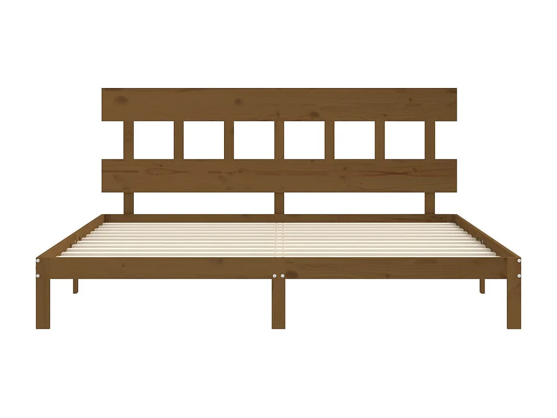 Lit double | Lit adulte | Cadre de lit marron miel 200x200cm bois pin massif