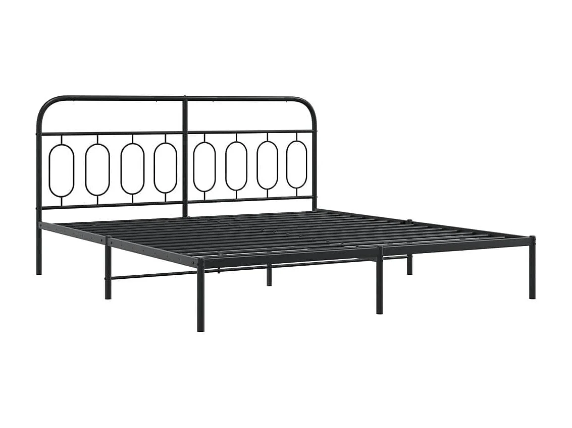 Lit double | Lit adulte | Cadre de lit métal avec pied de lit noir 193x203cm
