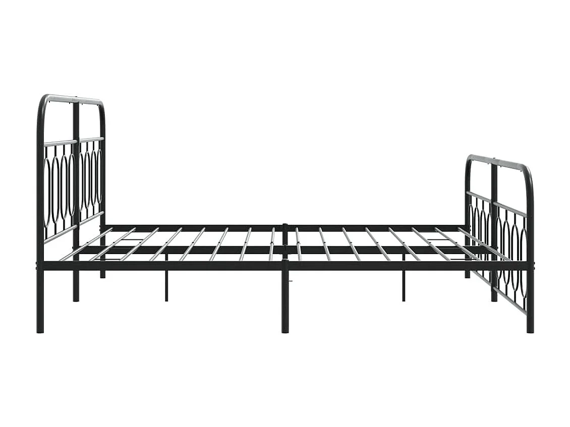 Lit double | Lit adulte | Cadre de lit métal avec pied de lit noir 193x203cm