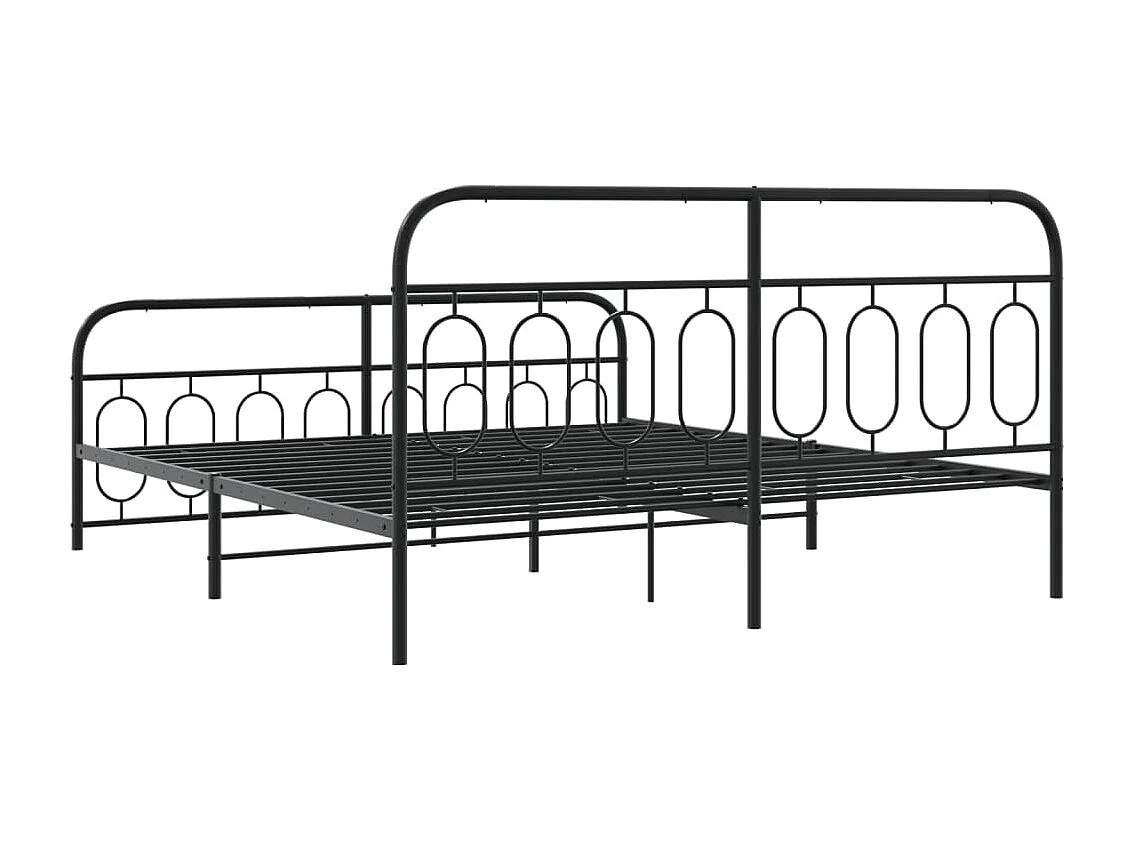 Lit double | Lit adulte | Cadre de lit métal avec pied de lit noir 193x203cm