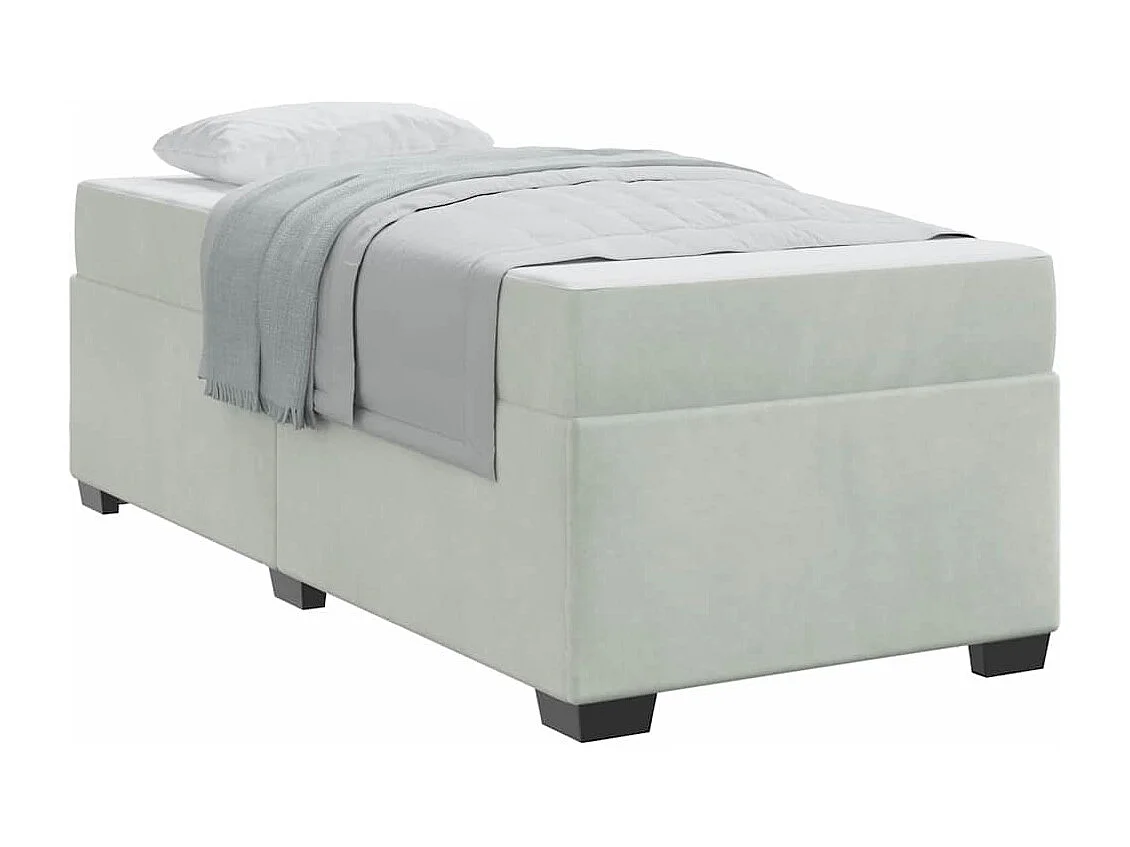 Lit simple | Lit adulte, enfant | Cadre de lit avec matelas Gris clair 90x200 cm Velours