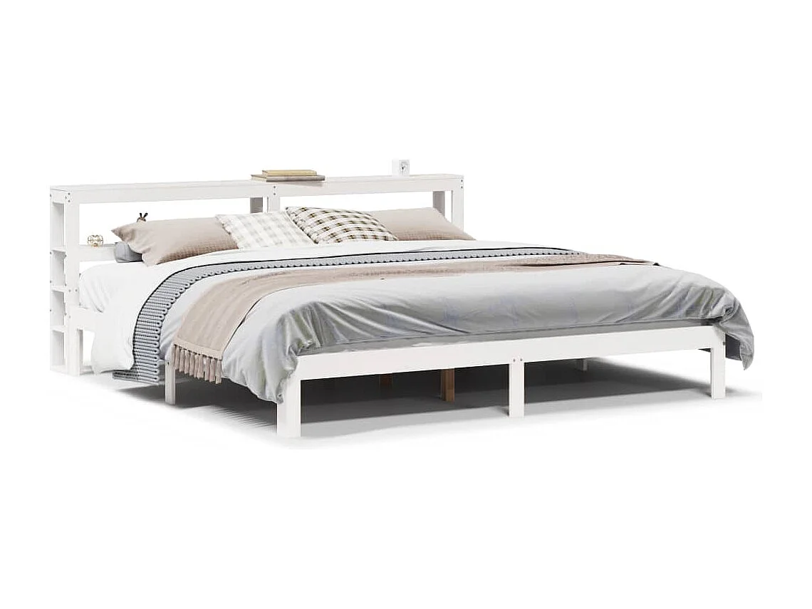 Lit double | Lit adulte | Cadre de lit avec tête de lit blanc 180x200 cm