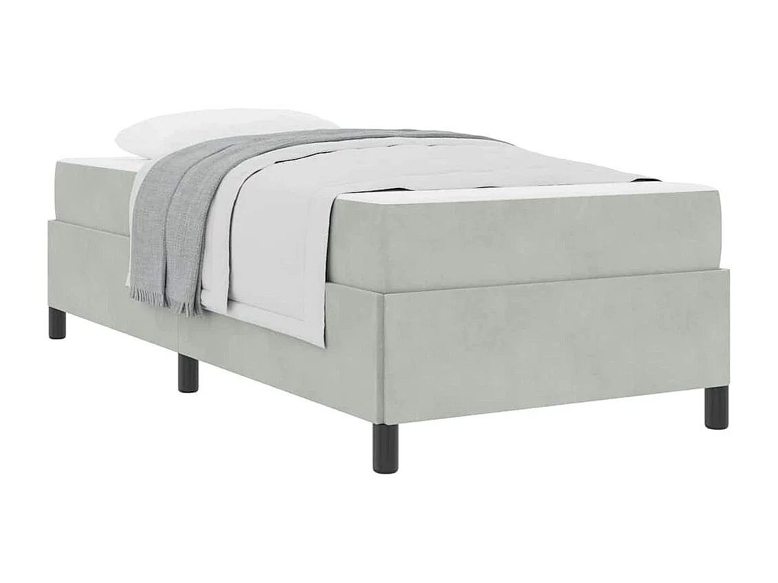 Lit simple | Lit adulte, enfant | Cadre de lit Gris clair gris et blanc 90x200 cm Velours