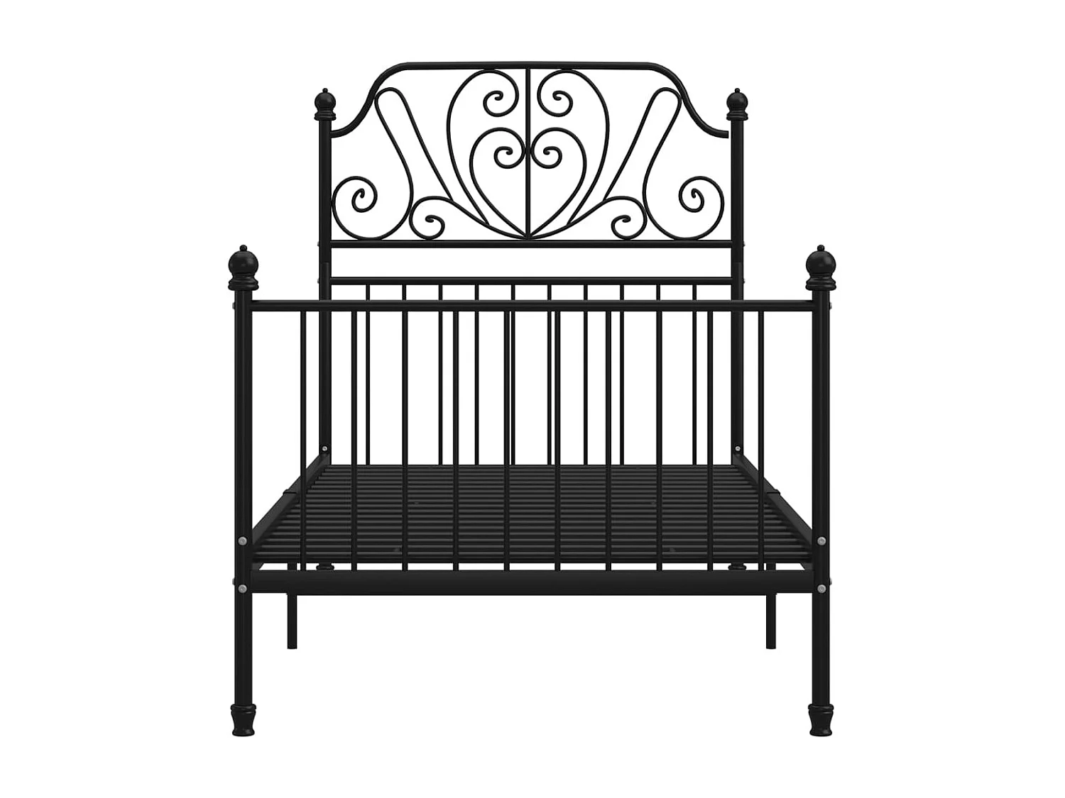 Lit simple | Lit adulte, enfant | Cadre de lit noir métal 100x200 cm