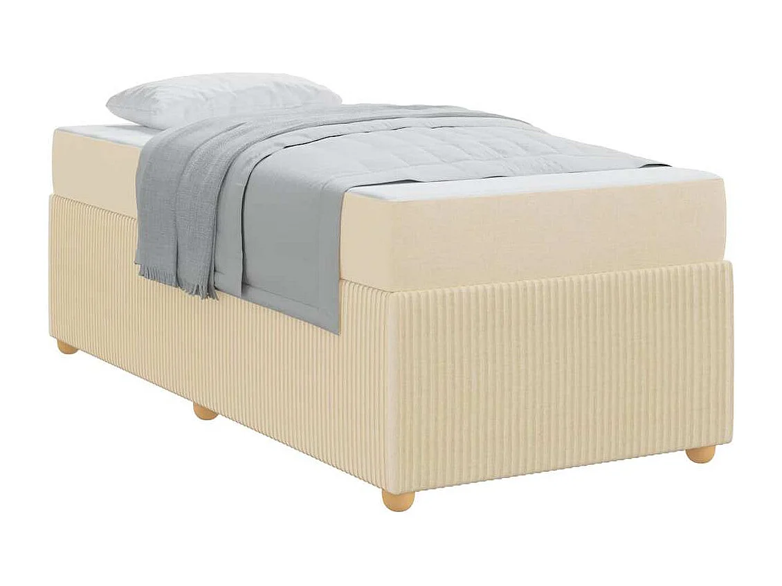Lit simple | Lit adulte, enfant | Cadre de lit avec matelas Crème 80x200 cm tissu