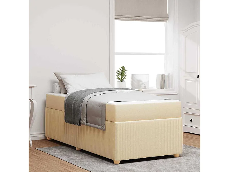 Lit simple | Lit adulte, enfant | Cadre de lit avec matelas Crème 80x200 cm tissu