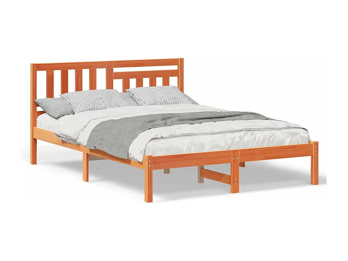 Lit double | Lit adulte | Cadre de lit Marron cire 140x190 cm Bois massif en pin