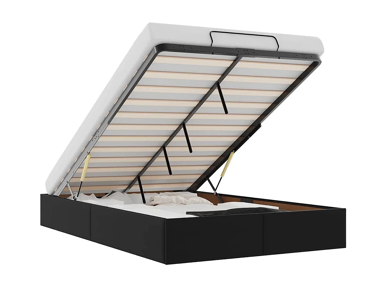 Lit simple | Lit adulte, enfant | Cadre de lit ottoman noir 120x190 cm similicuir