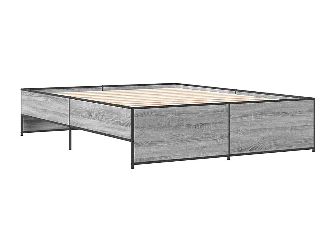 Lit double | Lit adulte | Cadre de lit sonoma gris 150x200 cm
