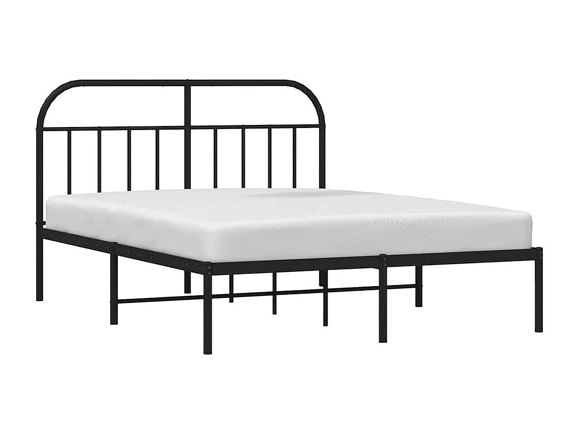 Lit double | Lit adulte | Cadre de lit métal avec tête de lit noir 150x200cm