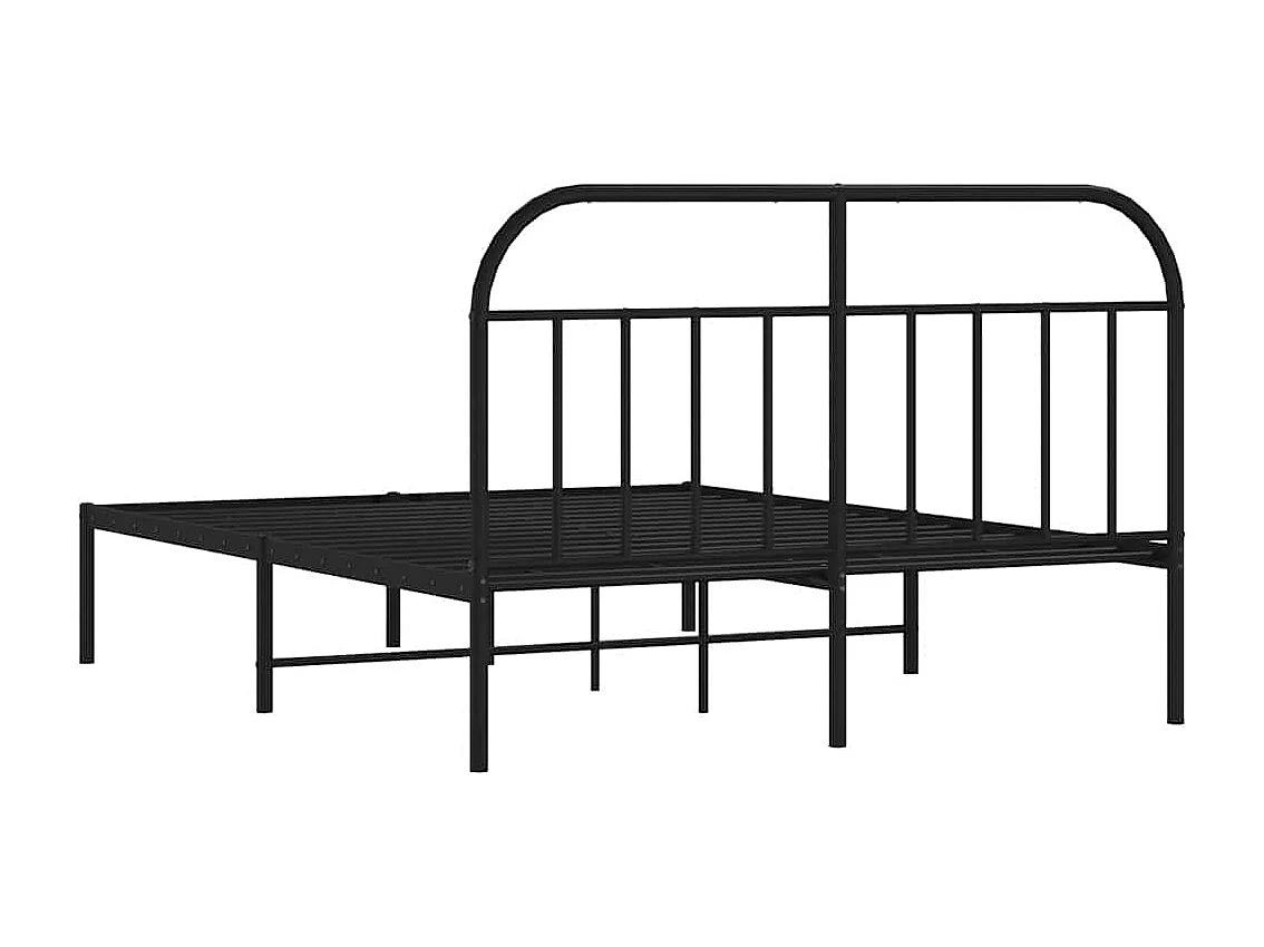 Lit double | Lit adulte | Cadre de lit métal avec tête de lit noir 150x200cm