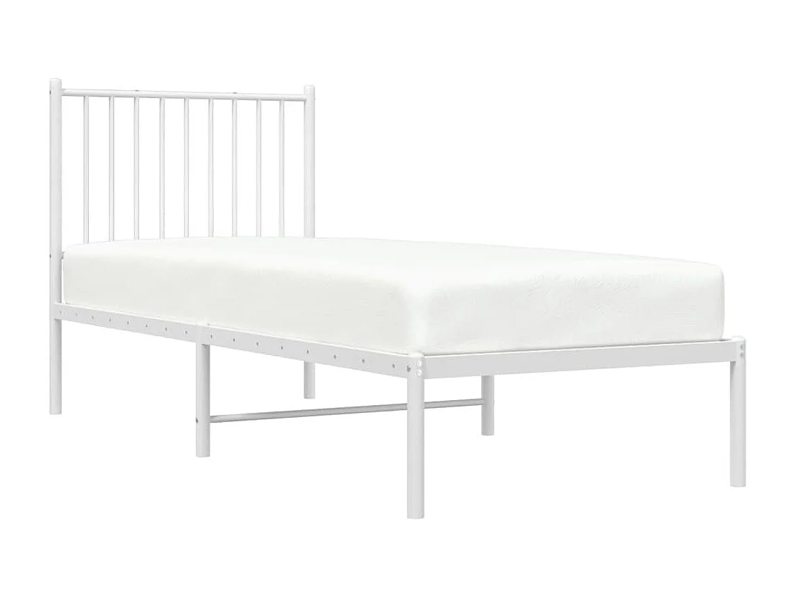 Lit simple | Lit adulte, enfant | Cadre de lit métal avec tête de lit blanc 75x190cm