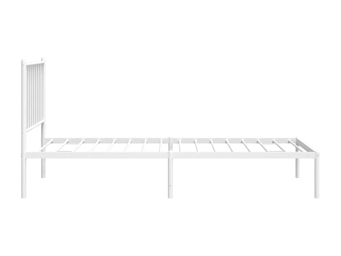 Lit simple | Lit adulte, enfant | Cadre de lit métal avec tête de lit blanc 75x190cm