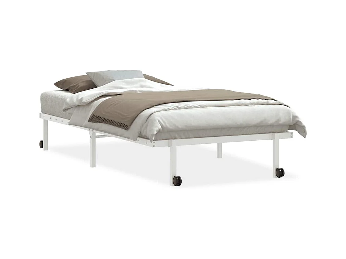Lit simple | Lit adulte, enfant | Cadre de lit pliable blanc 100x190 cm acier