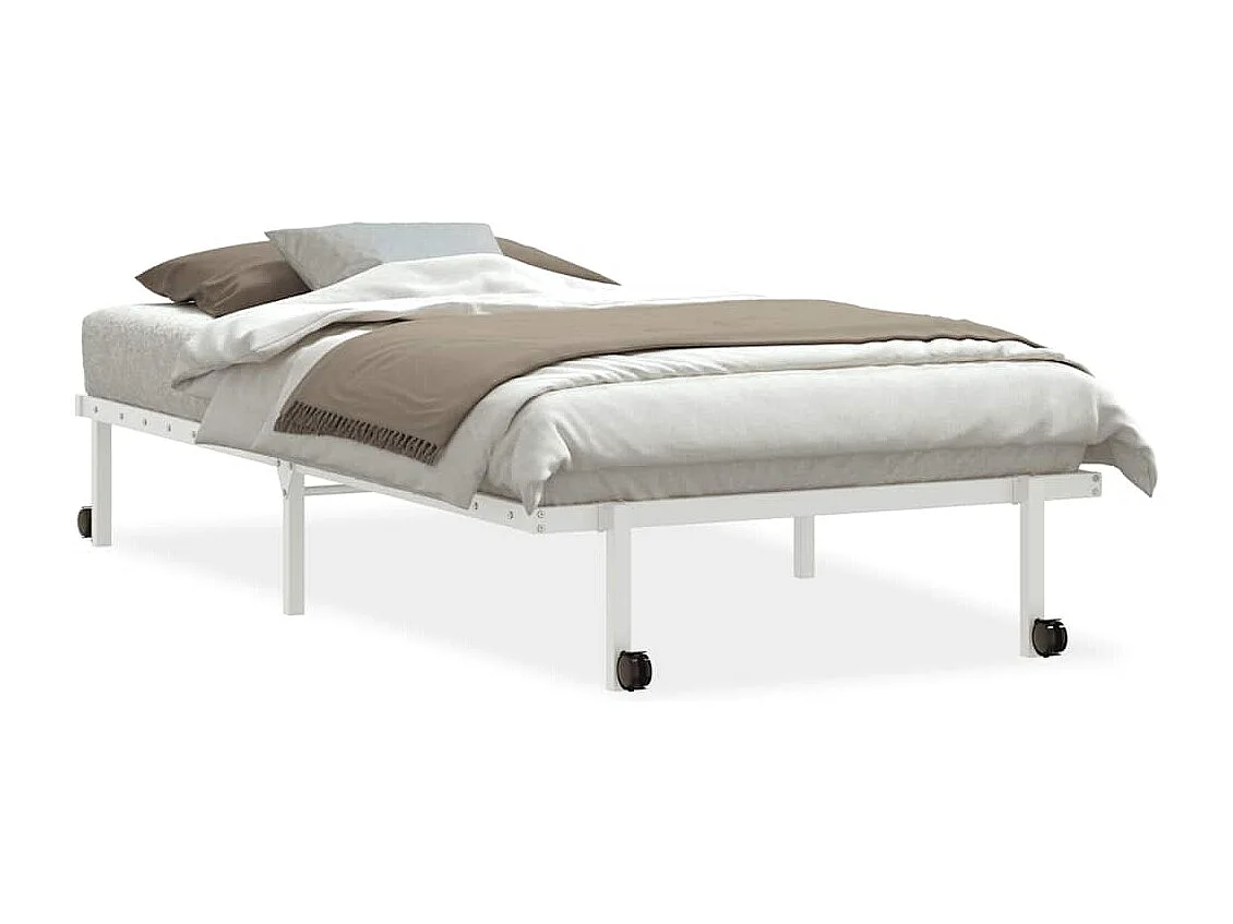 Letto per adulti | Letto singolo | Giroletto senza Materasso Pieghevole Bianco 100x190 cm Acciaio