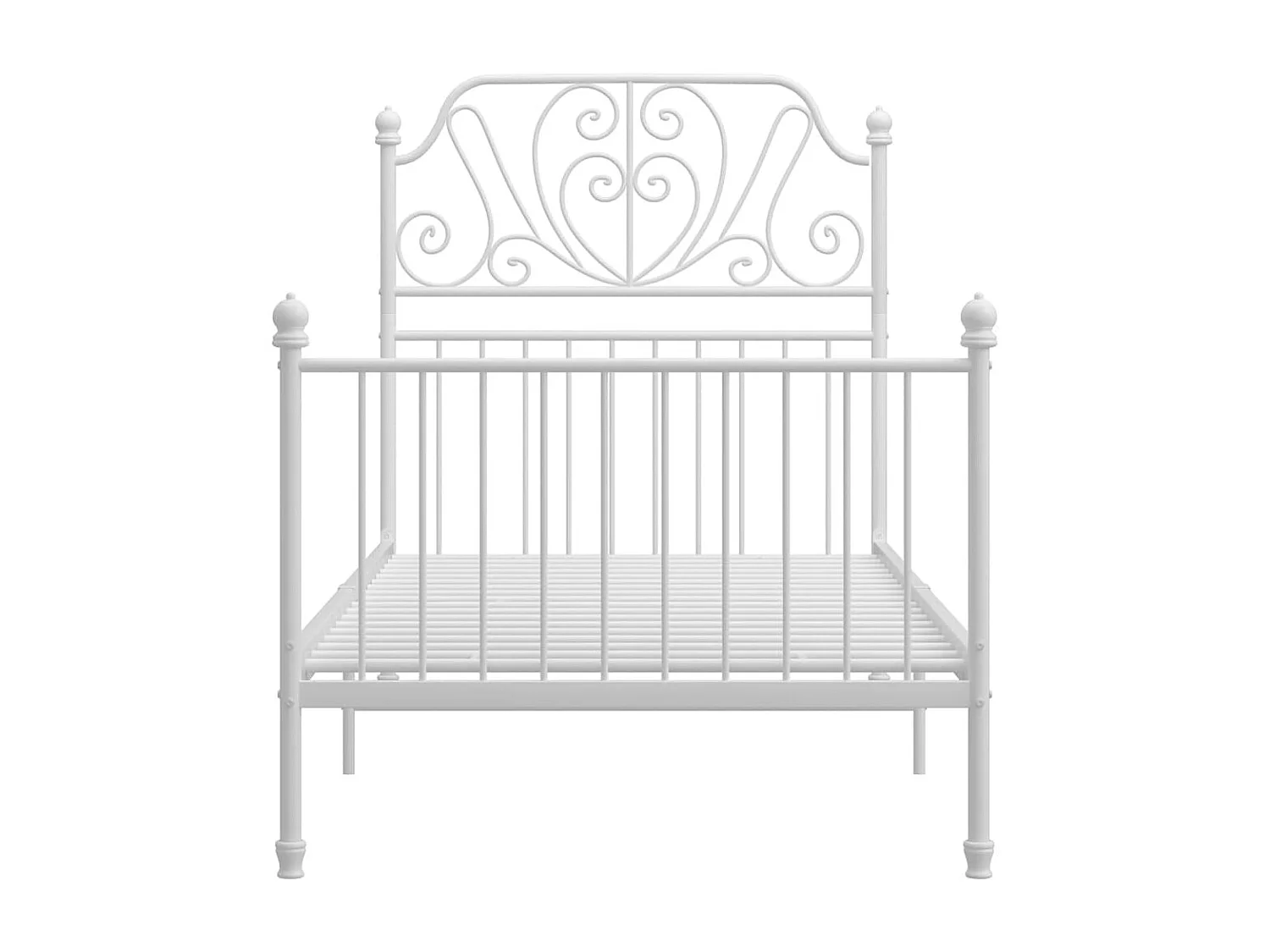 Lit simple | Lit adulte, enfant | Cadre de lit blanc métal 100x200 cm