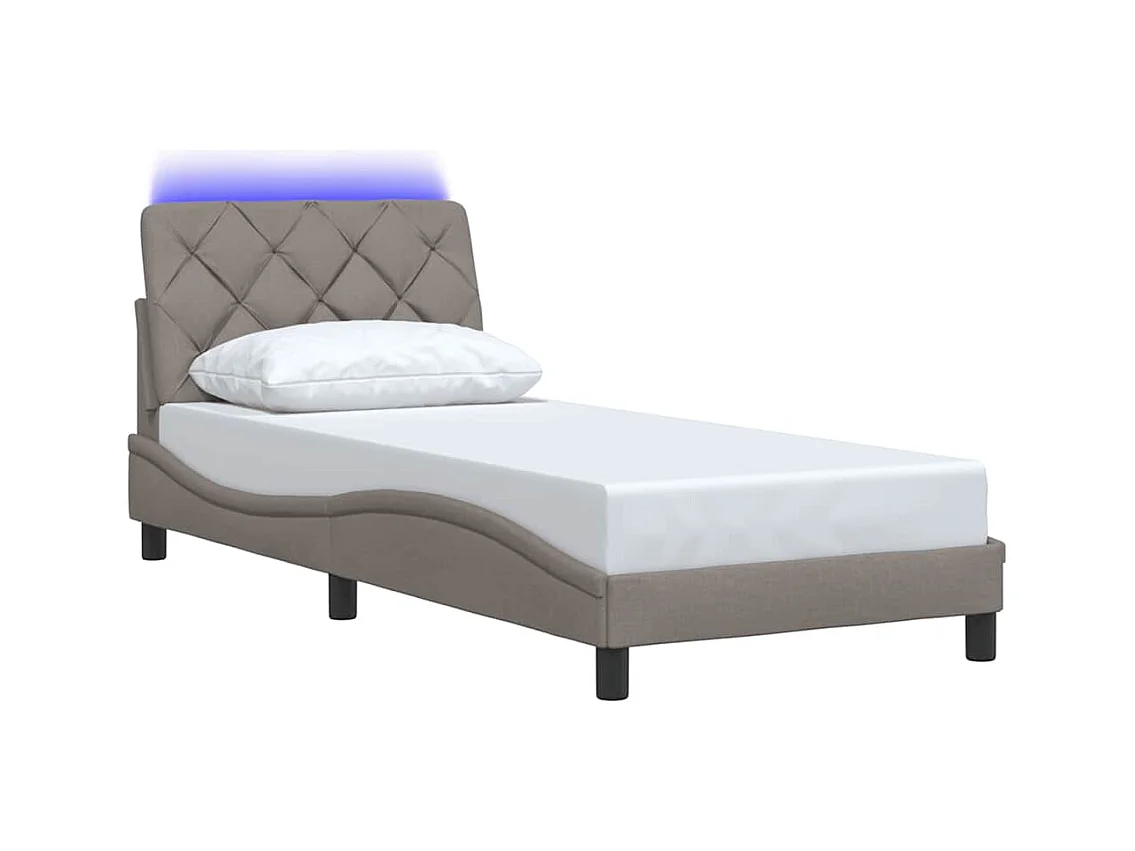 Letto per adulti | Letto singolo | Giroletto con LED senza Materasso Tortora 80x200 cm Tessuto