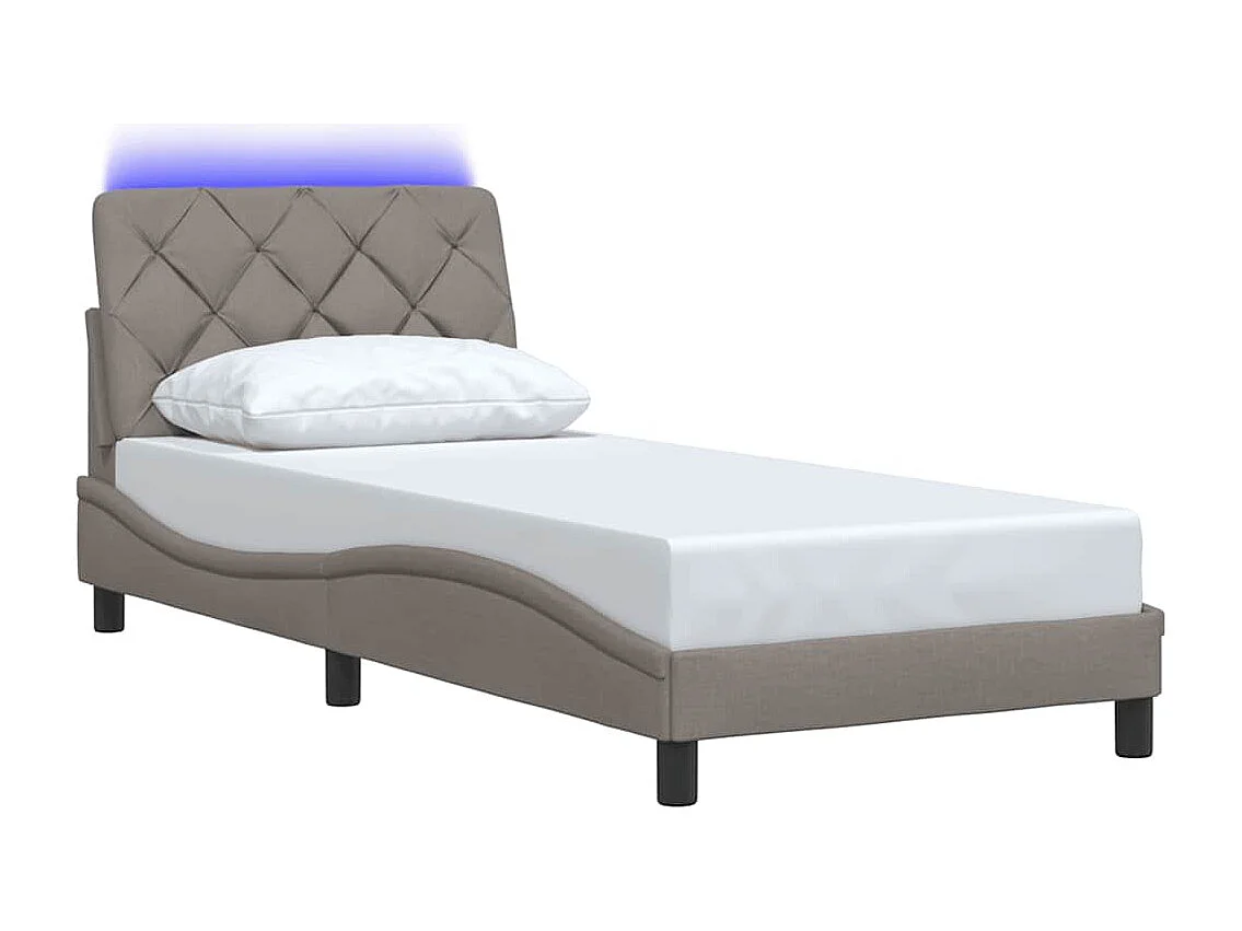 Lit simple | Lit adulte, enfant | Cadre de lit avec LED taupe 80x200 cm tissu