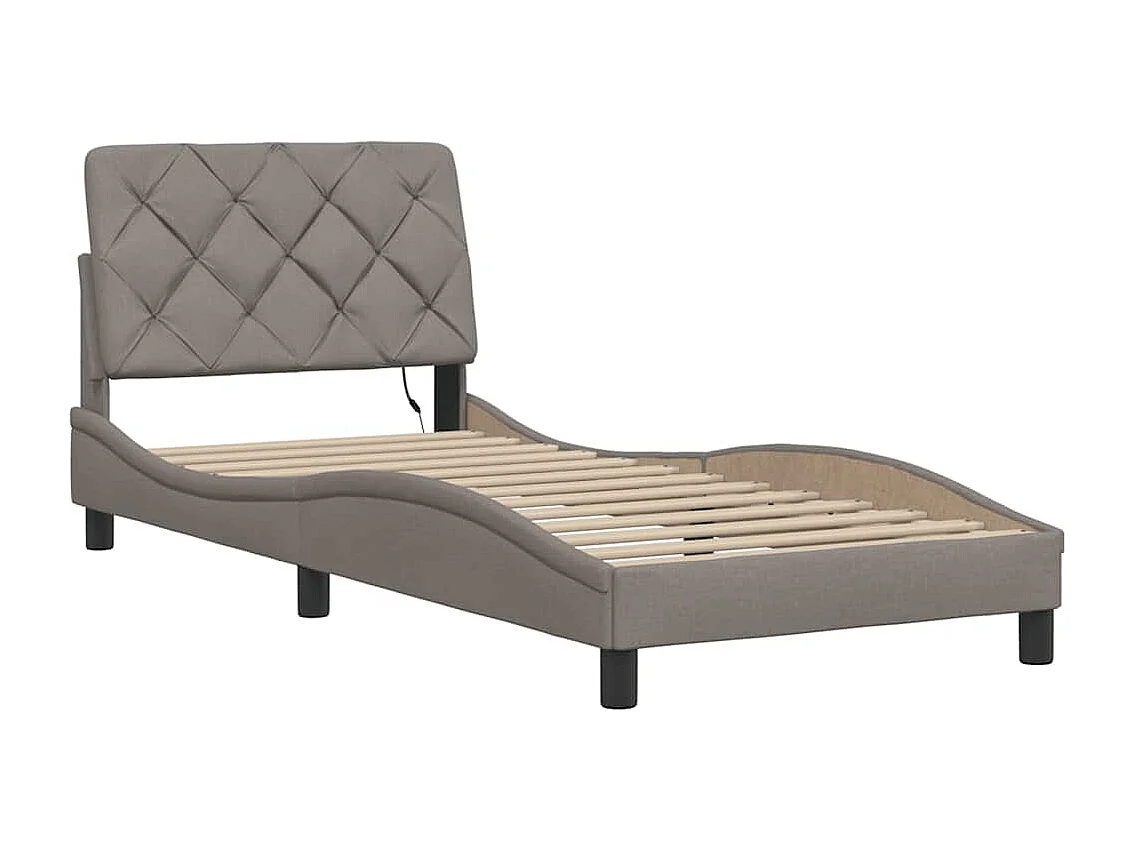 Lit simple | Lit adulte, enfant | Cadre de lit avec LED taupe 80x200 cm tissu