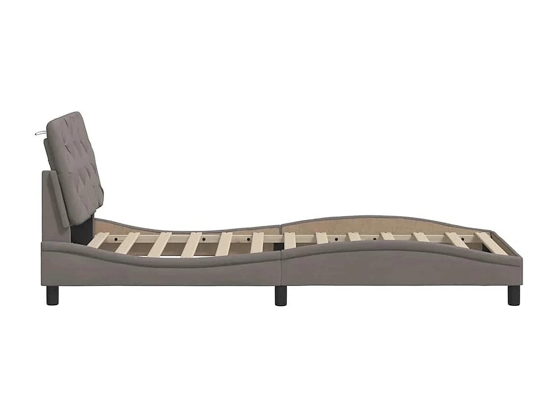 Lit simple | Lit adulte, enfant | Cadre de lit avec LED taupe 80x200 cm tissu