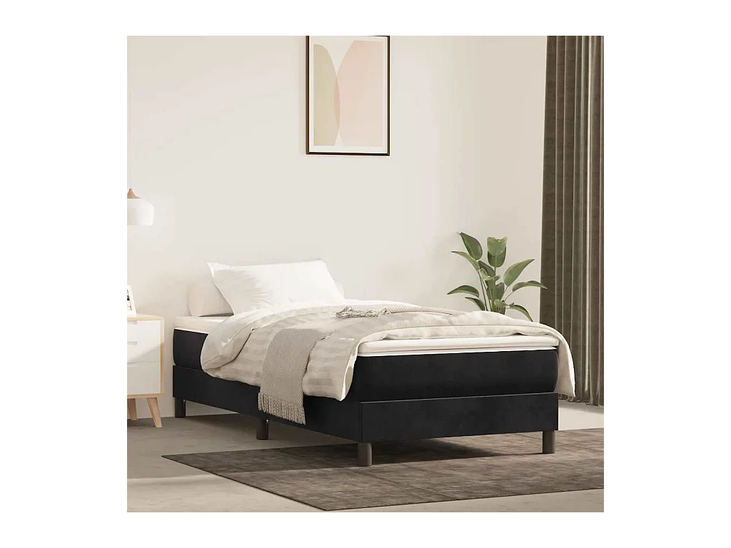 Lit simple | Lit adulte, enfant | Cadre de lit noir 80x200 cm velours