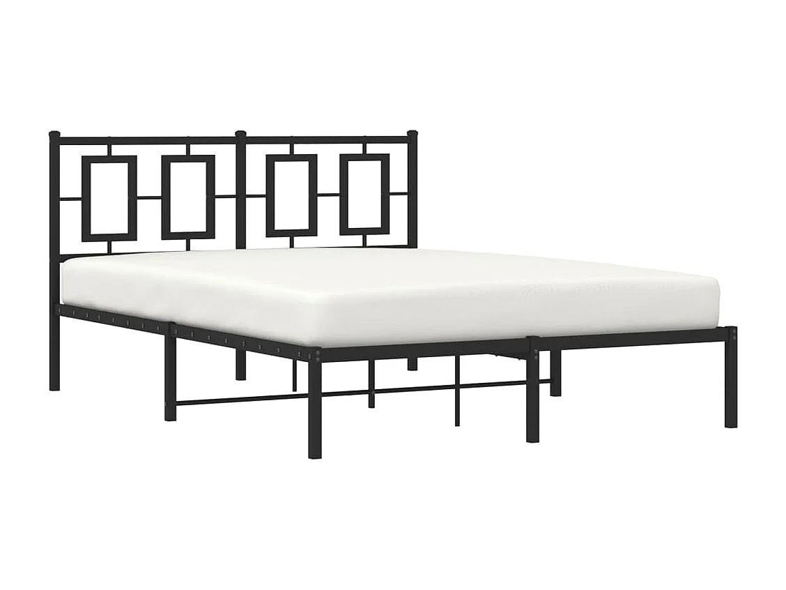 Lit double | Lit adulte | Cadre de lit métal avec tête de lit noir 135x190cm