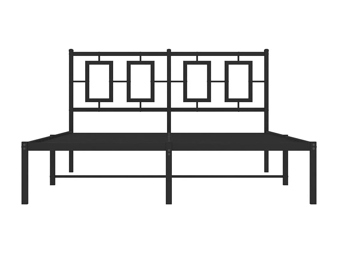 Lit double | Lit adulte | Cadre de lit métal avec tête de lit noir 135x190cm