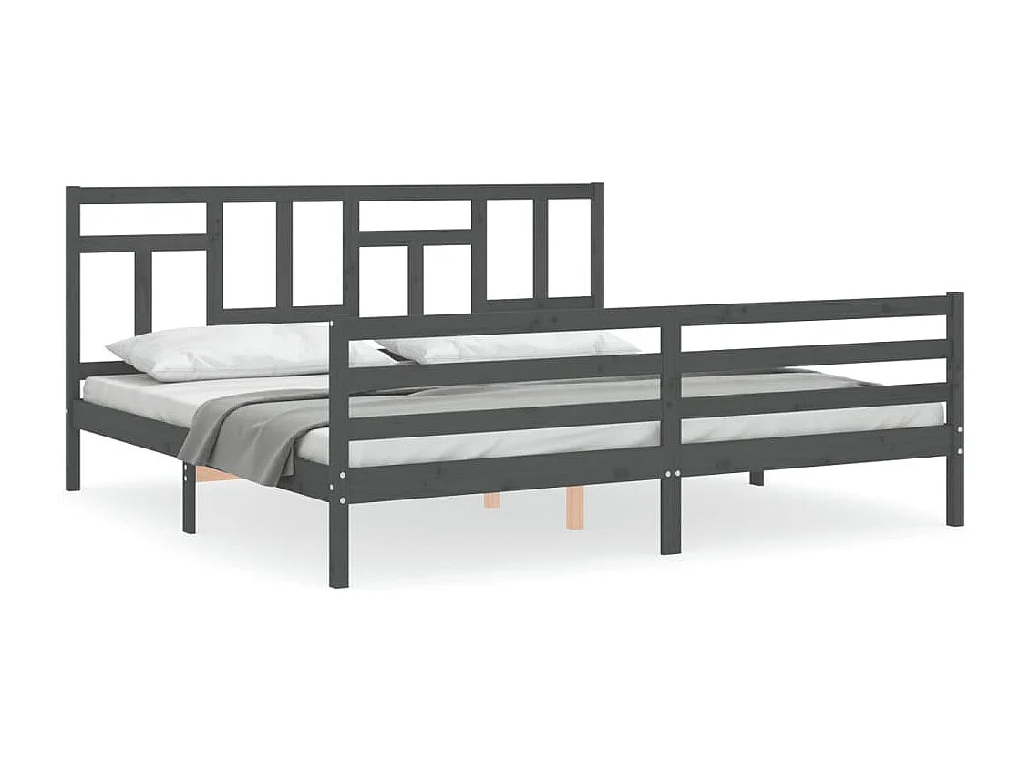 Lit double | Lit adulte | Cadre de lit gris 200x200 cm bois massif