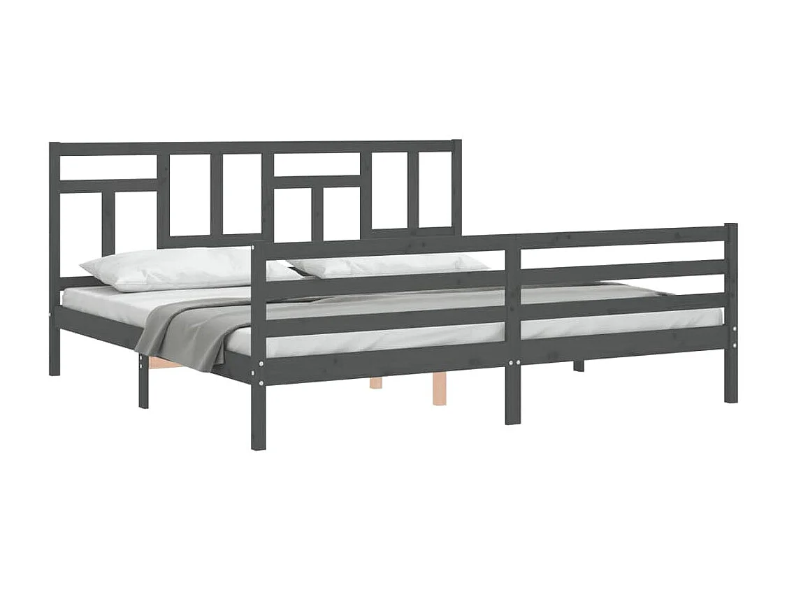 Lit double | Lit adulte | Cadre de lit gris 200x200 cm bois massif