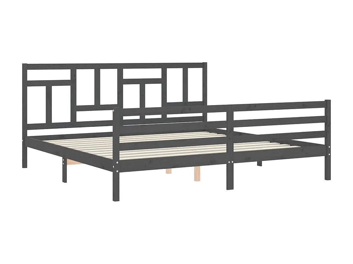 Lit double | Lit adulte | Cadre de lit gris 200x200 cm bois massif