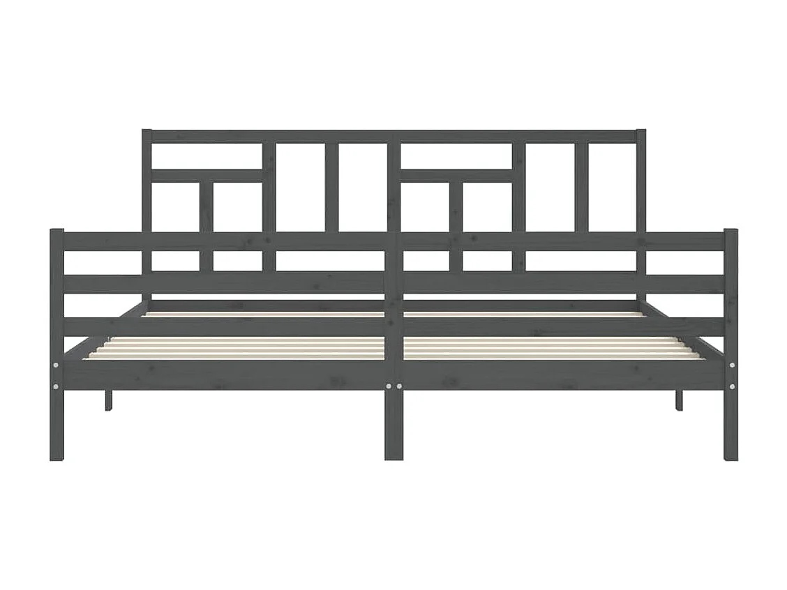 Lit double | Lit adulte | Cadre de lit gris 200x200 cm bois massif