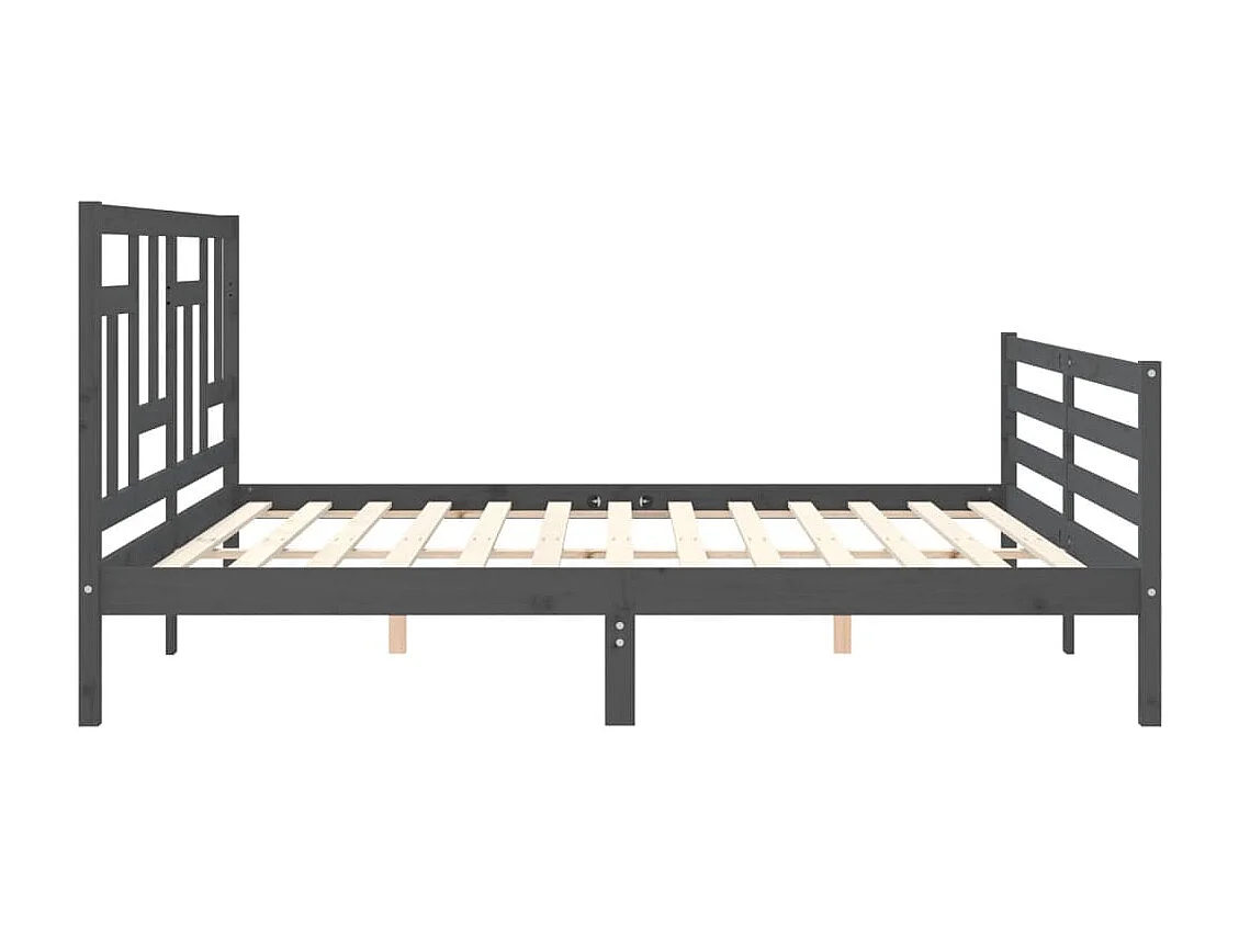 Lit double | Lit adulte | Cadre de lit gris 200x200 cm bois massif