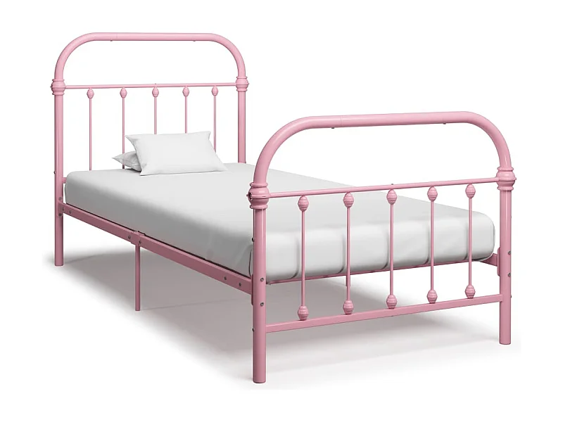Lit simple | Lit adulte, enfant | Cadre de lit rose métal 90x200 cm