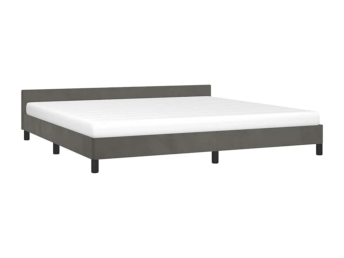 Lit double | Lit adulte | Cadre de lit gris foncé 200x200 cm velours