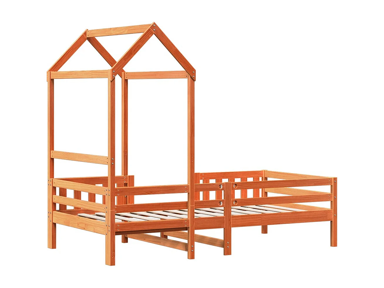 Lit simple | Lit adulte, enfant | Cadre de lit avec toit cire marron 75x190 cm