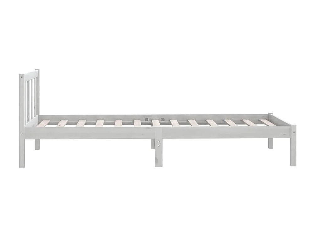 Lit simple | Lit adulte, enfant | Cadre de lit blanc bois massif 100x200 cm