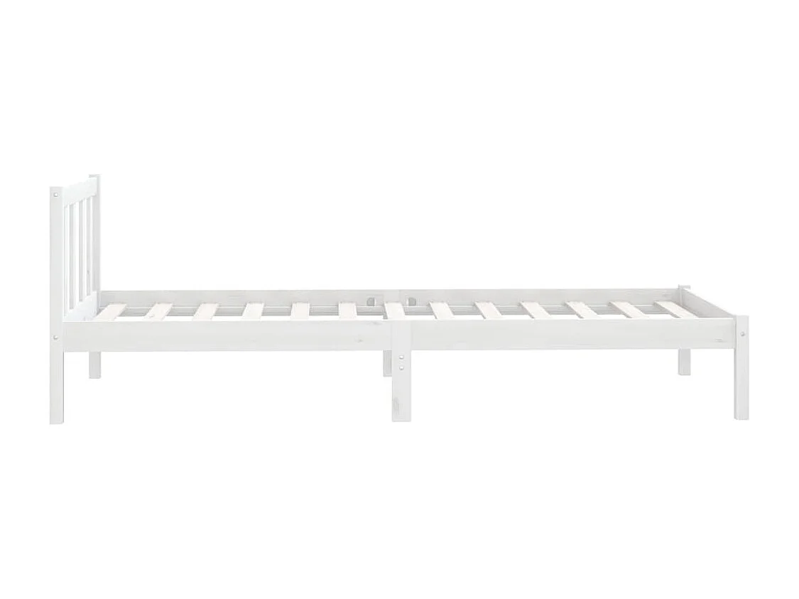 Lit simple | Lit adulte, enfant | Cadre de lit blanc bois massif 100x200 cm