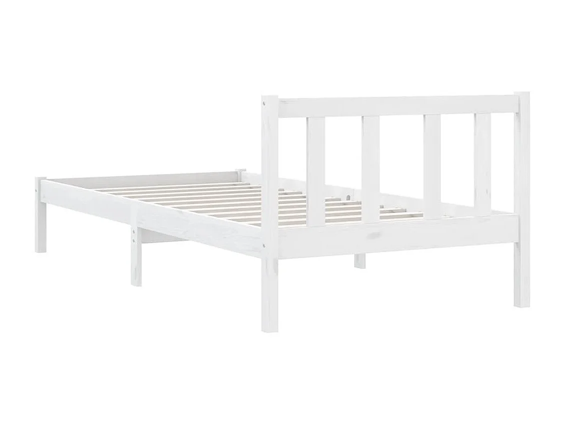 Lit simple | Lit adulte, enfant | Cadre de lit blanc bois massif 100x200 cm