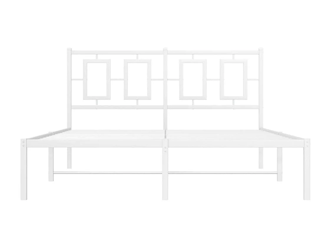 Lit double | Lit adulte | Cadre de lit métal et tête de lit blanc 140x190 cm