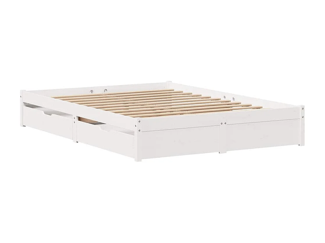 Lit double | Lit adulte | Cadre de lit blanc 150x200 cm bois de pin massif