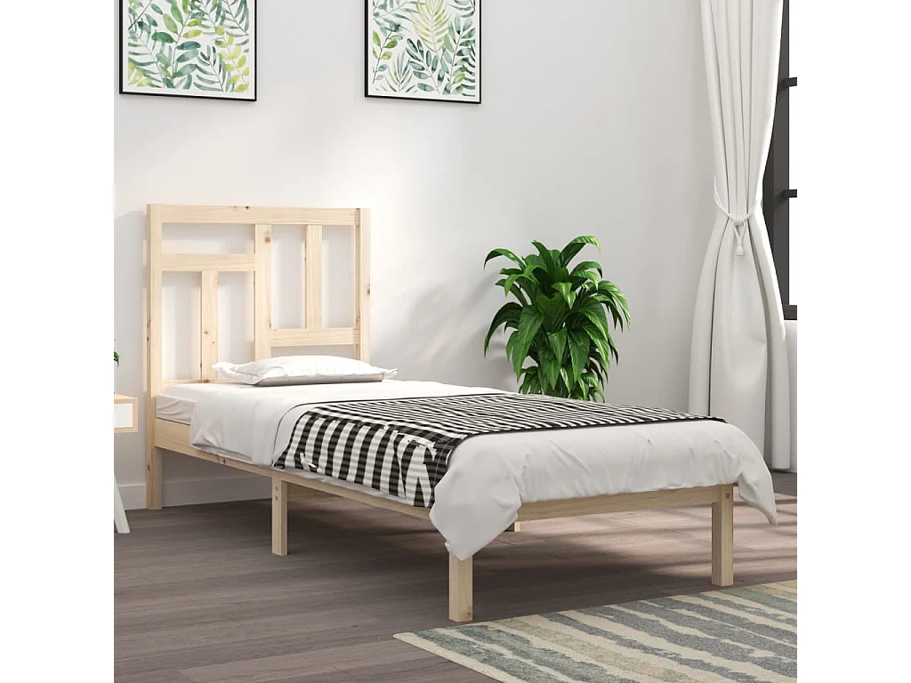 Lit simple | Lit adulte, enfant | Cadre de lit 90x200 cm bois de pin massif