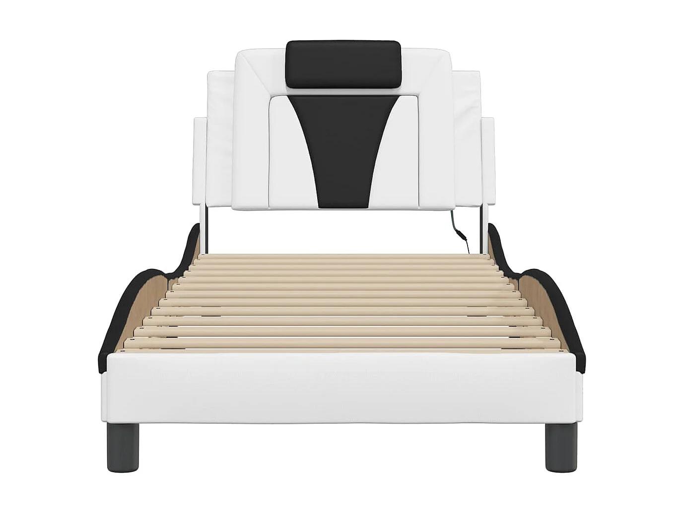 Lit simple | Lit adulte, enfant | Cadre de lit avec LED blanc et noir 90x200 cm