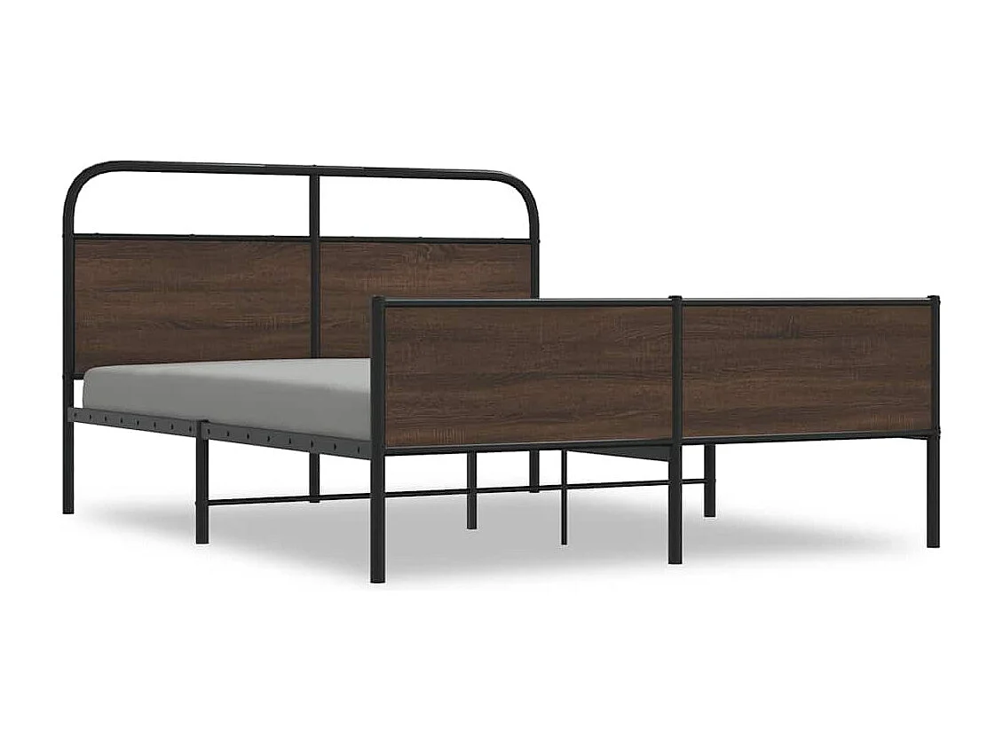 Letto per adulti | Letto matrimoniale | Giroletto senza Materaso in Metallo Rovere Marrone 150x200 cm