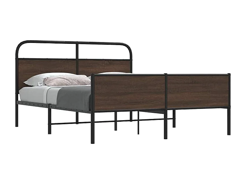 Letto per adulti | Letto matrimoniale | Giroletto senza Materaso in Metallo Rovere Marrone 150x200 cm