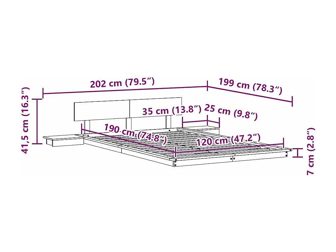 Lit simple | Lit adulte, enfant | Cadre de lit Blanc 120x190 cm bois