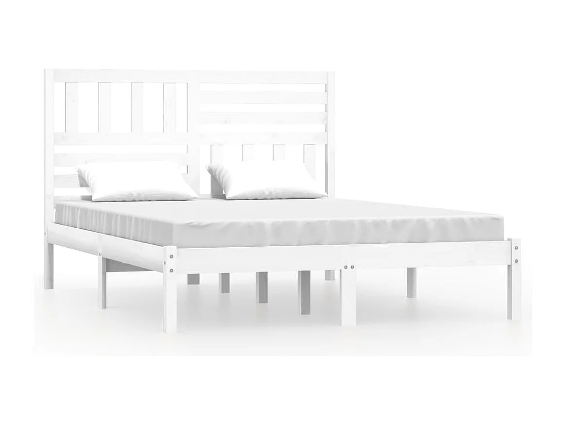 Lit double | Lit adulte | Cadre de lit blanc bois de pin massif 140x200 cm