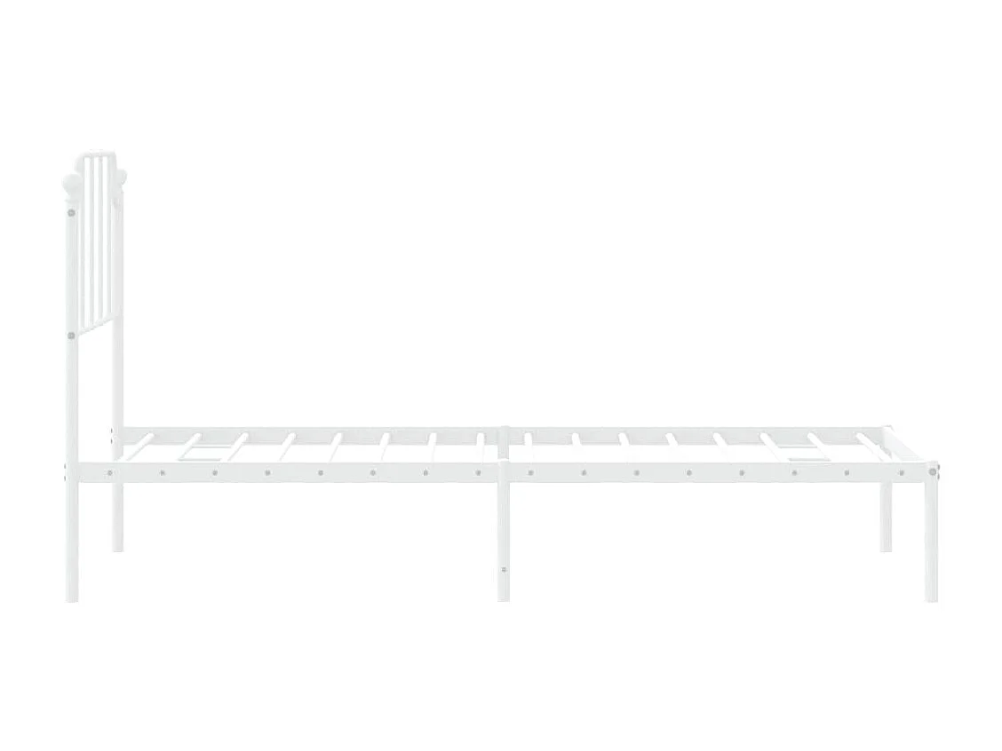 Lit simple | Lit adulte, enfant | Cadre de lit métal avec tête de lit blanc 75x190cm