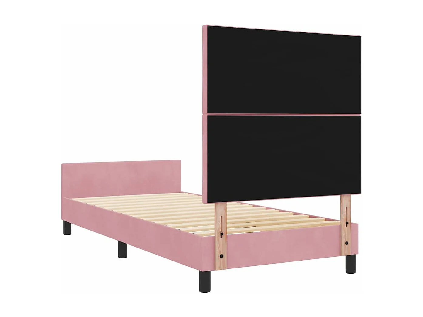 Lit simple | Lit adulte, enfant | Cadre de lit avec tête de lit Rose 90x200 cm Velours