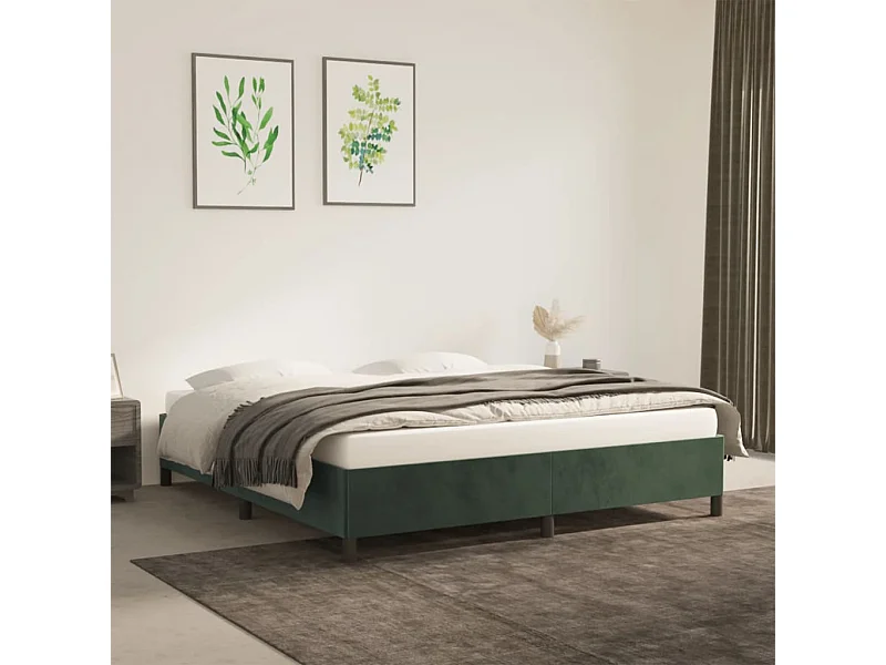 Lit double | Lit adulte | Cadre de lit vert foncé 180x200 cm velours