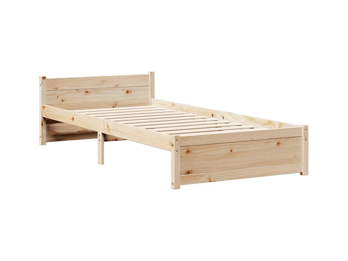 Letto per adulti | Letto singolo | Giroletto con Testiera 90x190 cm in Legno Massello di Pino